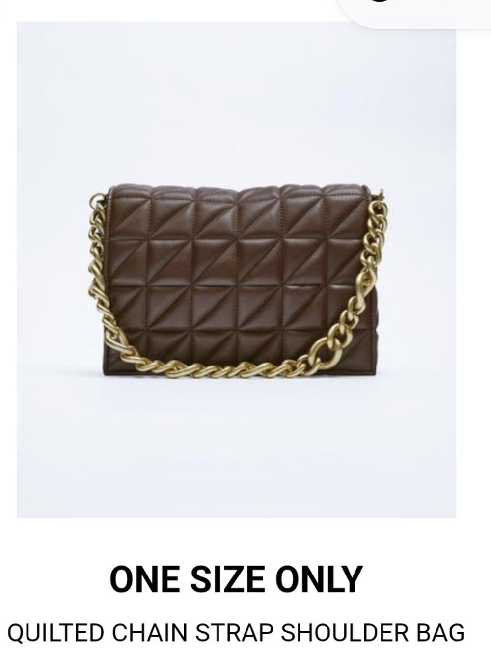 Zara Quilted Shoulder Bag in Brown with Gold Chain